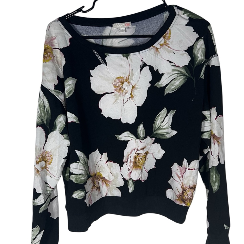 GB Floral Black and White Sweatshirt Size L